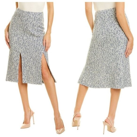 💕ST. JOHN💕 Cotton Blend Confetti Tweed Boucle Metallic Knit Midi Skirt Blue 14 - Picture 16 of 16